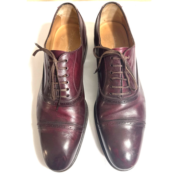 Salvadore Ferragamo Leather Oxford CapToe Burgundy Dress Shoe Size 7.5